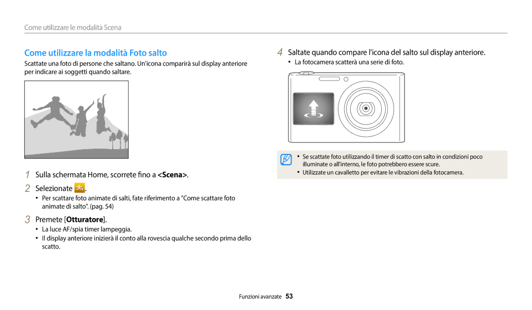 Samsung EC-DV150FBPWE1 manual Come utilizzare la modalità Foto salto, Premete Otturatore 