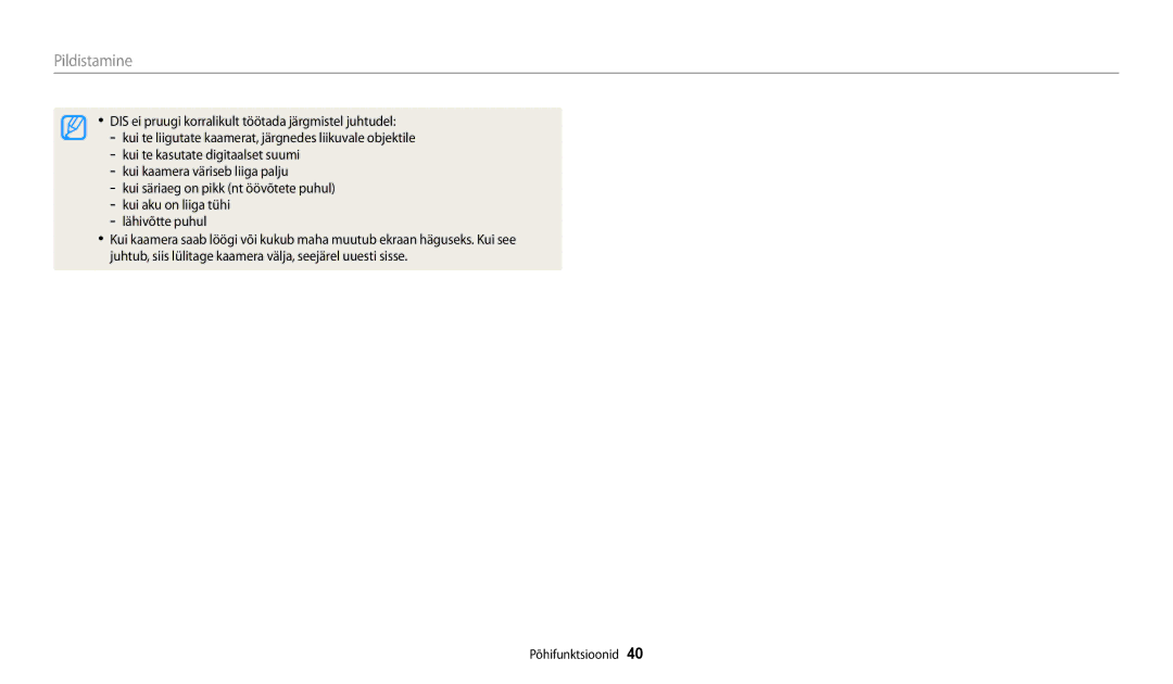 Samsung EC-DV150FBPBE2, EC-DV150FBPWE2 manual Pildistamine 