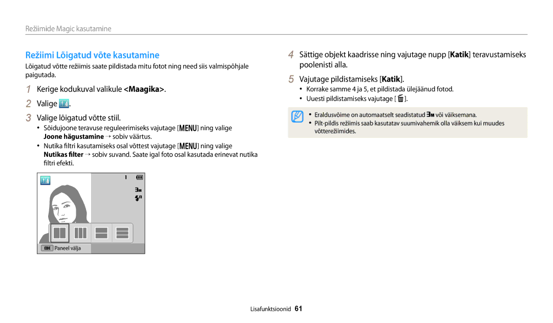 Samsung EC-DV150FBPWE2, EC-DV150FBPBE2 manual Eraldusvõime on automaatselt seadistatud 