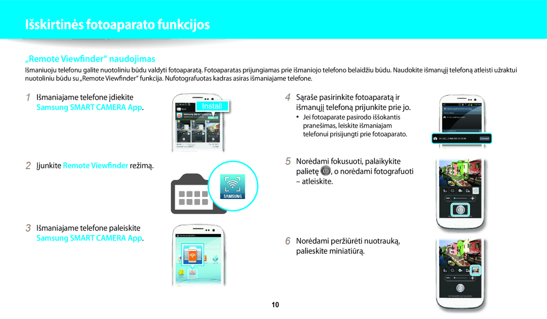 Samsung EC-DV150FBPBE2, EC-DV150FBPWE2 manual „Remote Viewfinder naudojimas, Atleiskite 