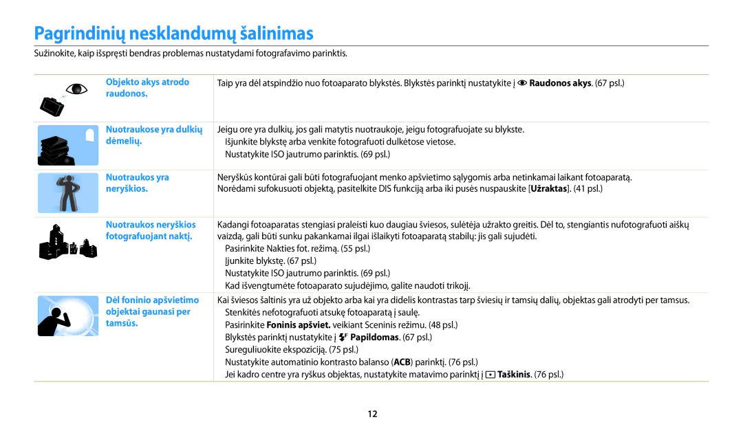 Samsung EC-DV150FBPBE2 Pagrindinių nesklandumų šalinimas, Raudonos akys psl, Papildomas psl Sureguliuokite ekspoziciją psl 