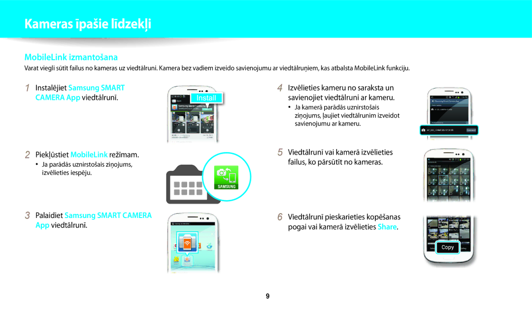 Samsung EC-DV150FBPWE2 manual Piekļūstiet MobileLink režīmam, Ja parādās uznirstošais ziņojums, izvēlieties iespēju 