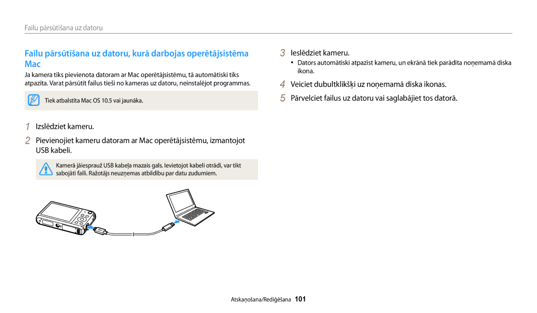 Samsung EC-DV150FBPWE2, EC-DV150FBPBE2 manual Failu pārsūtīšana uz datoru 