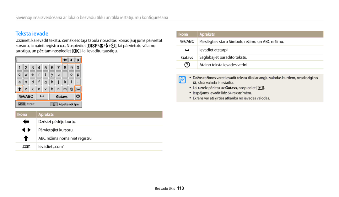 Samsung EC-DV150FBPWE2, EC-DV150FBPBE2 manual Teksta ievade, Ataino teksta ievades vedni 