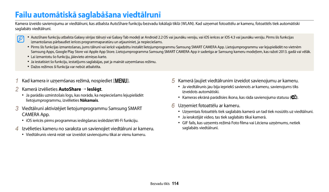 Samsung EC-DV150FBPBE2, EC-DV150FBPWE2 manual Failu automātiskā saglabāšana viedtālrunī, Uzņemiet fotoattēlu ar kameru 