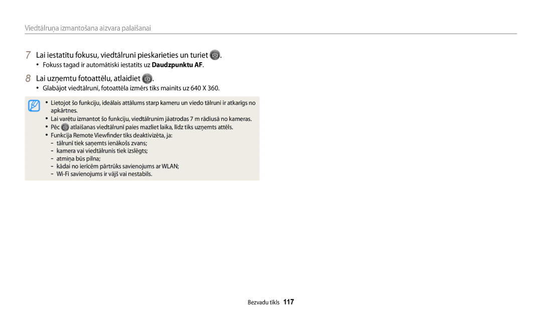 Samsung EC-DV150FBPWE2, EC-DV150FBPBE2 manual Lai iestatītu fokusu, viedtālrunī pieskarieties un turiet 