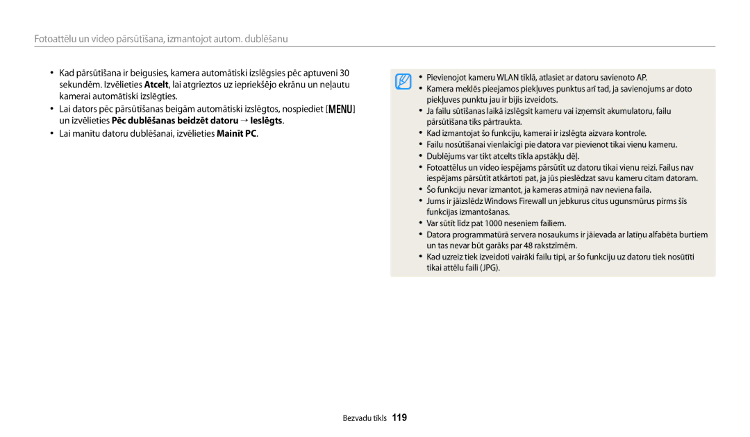 Samsung EC-DV150FBPWE2, EC-DV150FBPBE2 manual Lai manītu datoru dublēšanai, izvēlieties Mainīt PC 