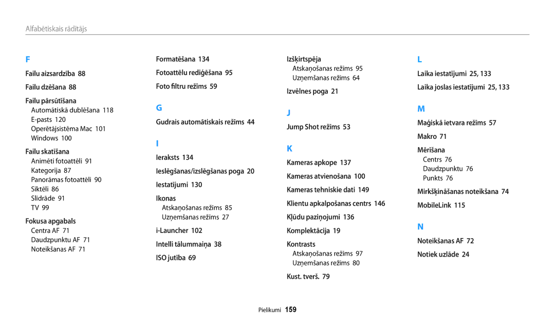 Samsung EC-DV150FBPWE2, EC-DV150FBPBE2 manual Centra AF Daudzpunktu AF, Centrs Daudzpunktu Punkts 