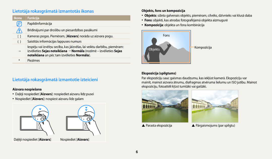 Samsung EC-DV150FBPBE2 manual Lietotāja rokasgrāmatā izmantotās ikonas, Lietotāja rokasgrāmatā izmantotie izteicieni 