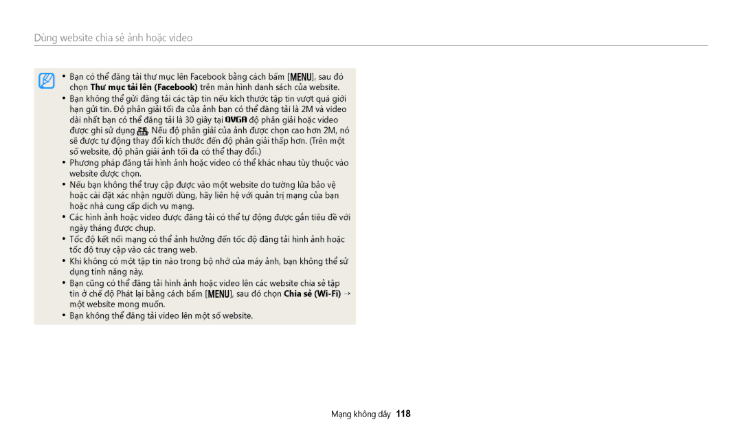 Samsung EC-DV180FBDBVN manual Dùng website chia sẻ ảnh hoặc video 