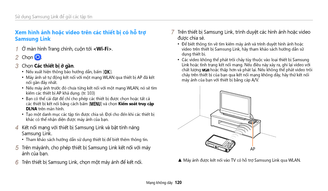 Samsung EC-DV180FBDBVN manual Chọn Các thiết bị ở gần, Sử dụng Samsung Link để gửi các tập tin 