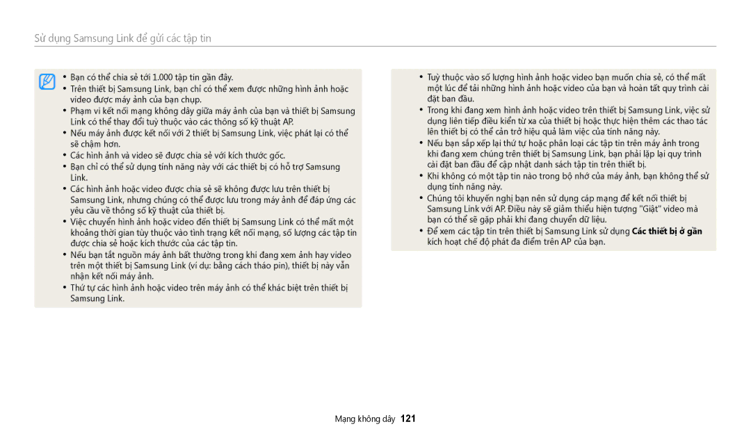 Samsung EC-DV180FBDBVN manual Bạn có thể chia sẻ tới 1.000 tập tin gần đây 