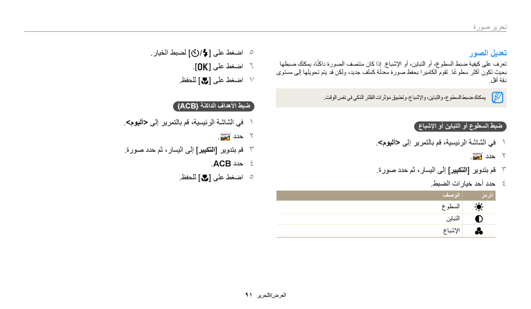 Samsung EC-DV180FBDWSA, EC-DV180FBDPSA روصلا ليدعت, رايخلا طبضل t/F ىلع طغضا ظفحلل c ىلع طغضا, ACB ددح ظفحلل c ىلع طغضا 