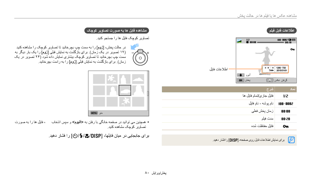 Samsung EC-DV180FBDPSA manual دیهد راشف ار t/F/c/D ،اهلیاف نایم رد ییاجباج یارب, شخپ تلاح رد اه ملیف ای اه سکع هدهاشم 