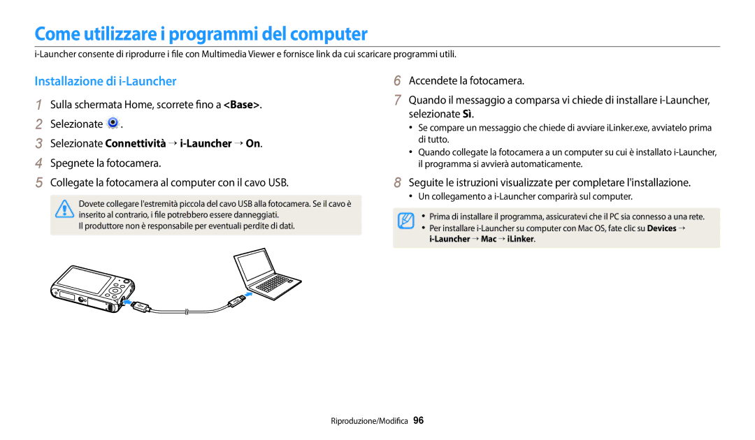 Samsung EC-DV180FBPWE1 manual Come utilizzare i programmi del computer, Installazione di i-Launcher 