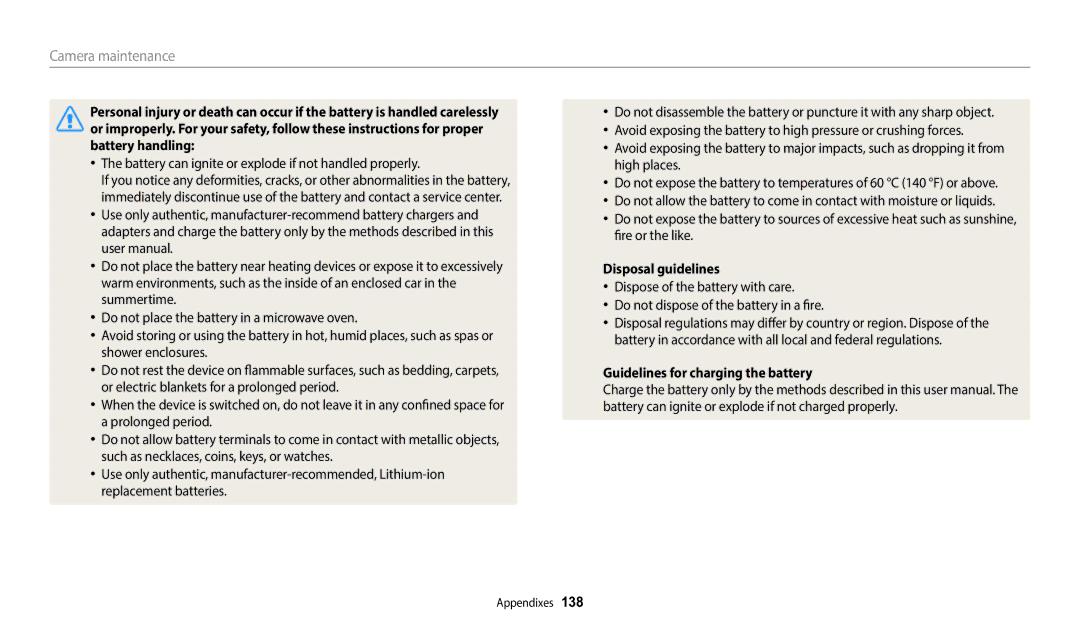 Samsung EC-DV180FBDBSA, EC-DV180FBPWFR, EC-DV180FBPBFR manual Disposal guidelines, Guidelines for charging the battery 