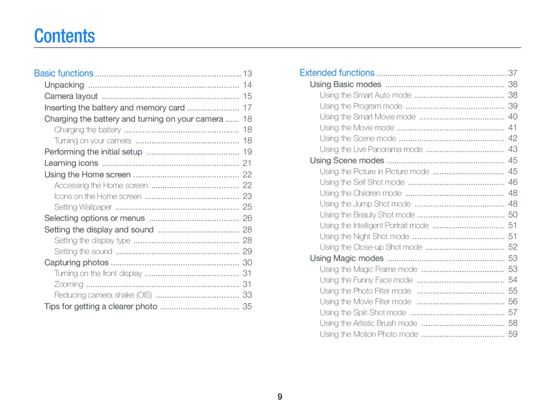 Samsung EC-DV300FBPBUS user manual Contents 