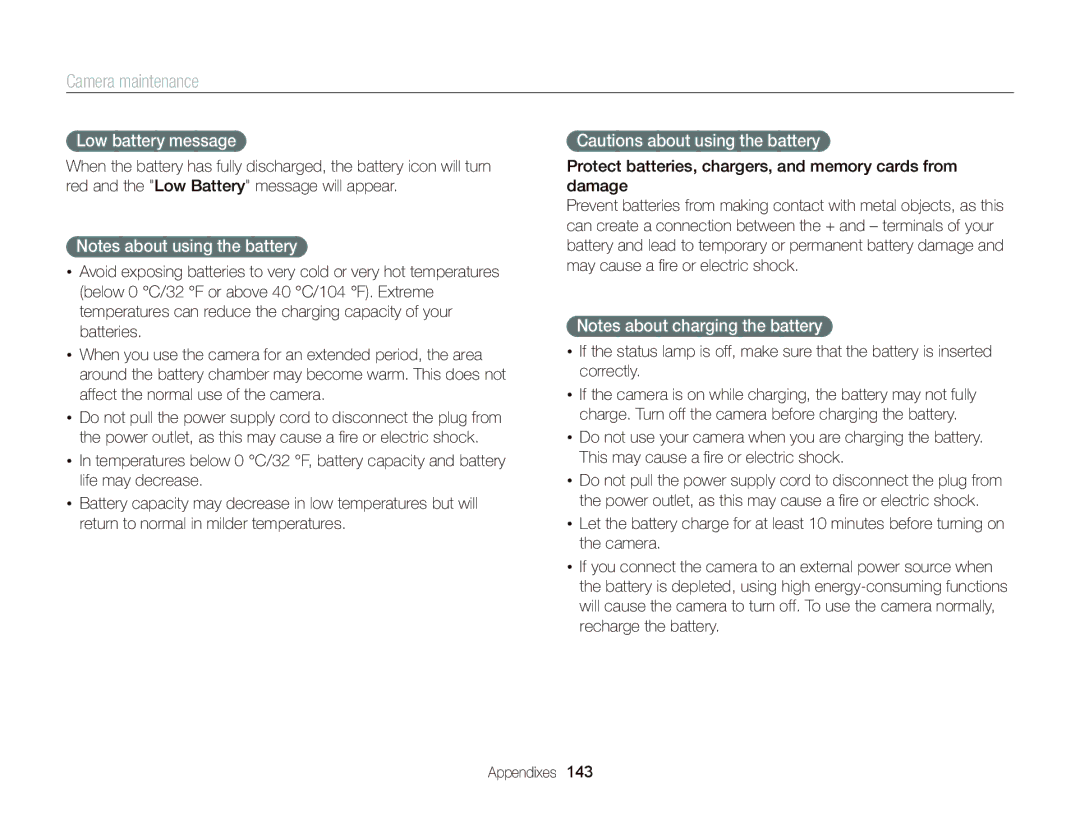 Samsung EC-DV300FBPBUS user manual Low battery message 