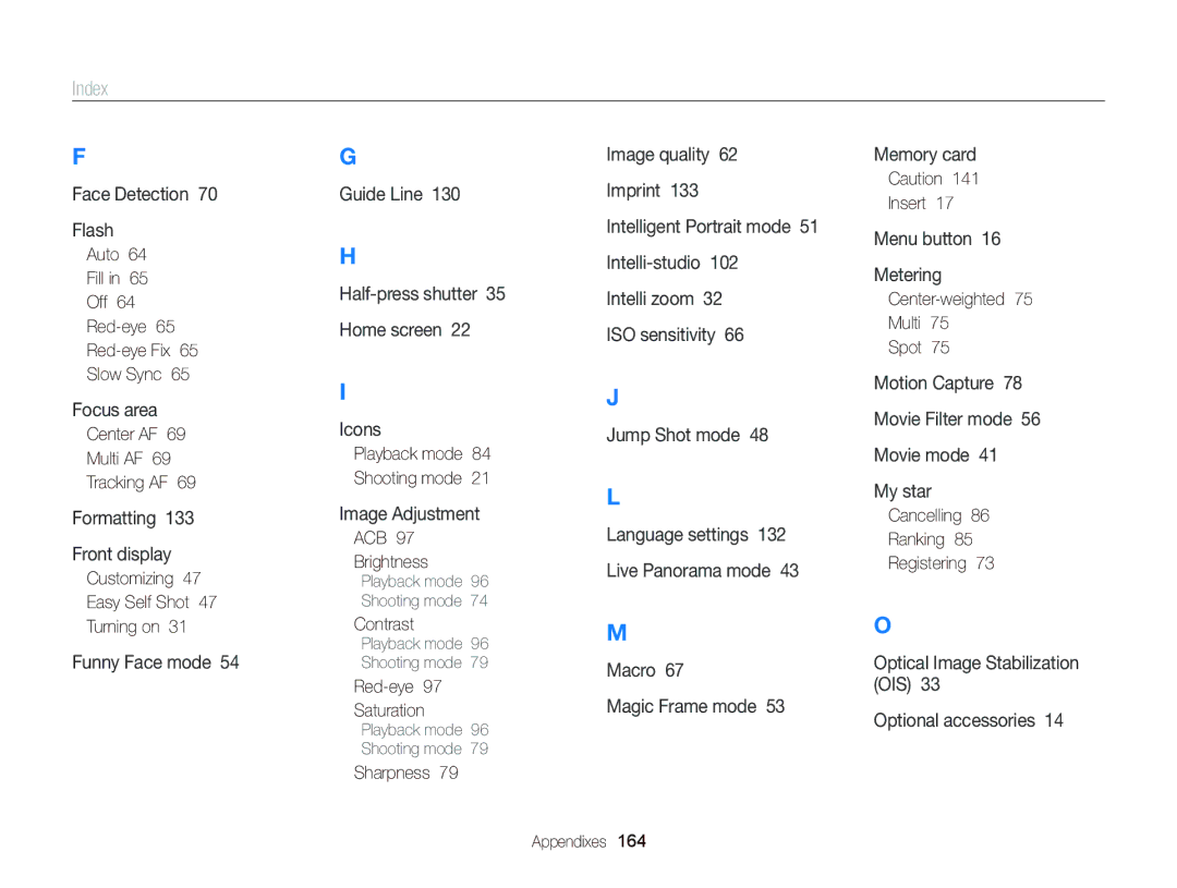 Samsung EC-DV300FBPBUS user manual Index 