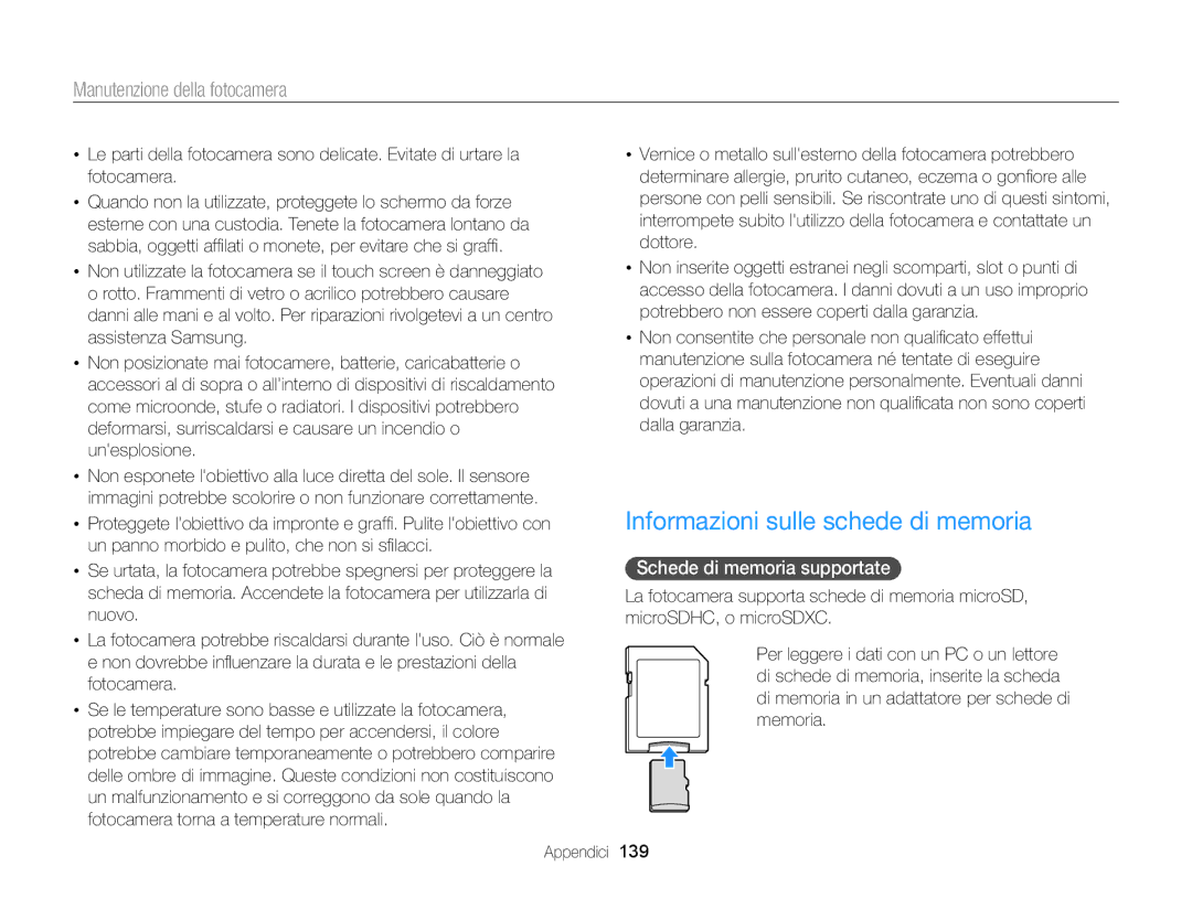 Samsung EC-DV300FBPBE1, EC-DV300FBPUE1, EC-DV300FDDUME Informazioni sulle schede di memoria, Schede di memoria supportate 