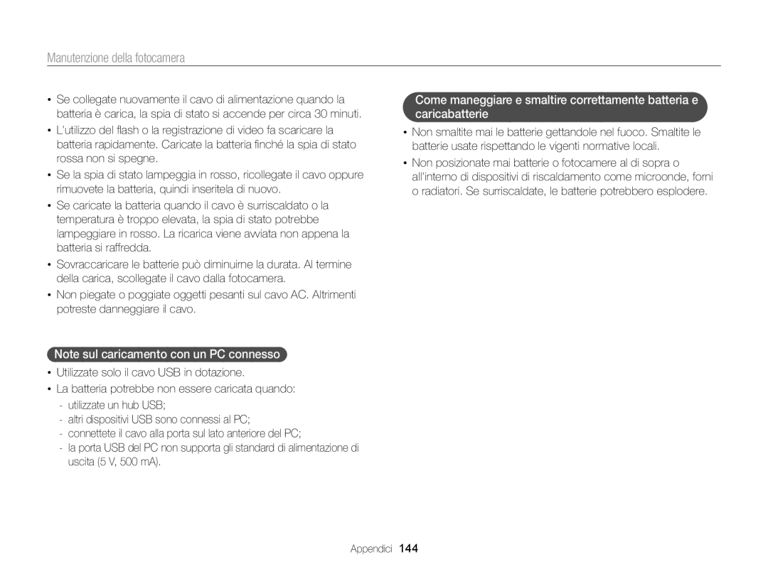 Samsung EC-DV300FBPBE1, EC-DV300FBPUE1, EC-DV300FDDUME, EC-DV300FDDRME, EC-DV300FDDBME manual Manutenzione della fotocamera 