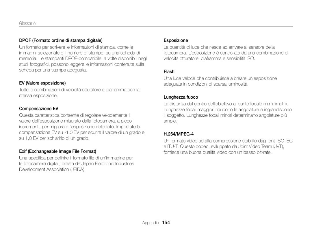 Samsung EC-DV300FBPBE1, EC-DV300FBPUE1, EC-DV300FDDUME, EC-DV300FDDRME, EC-DV300FDDBME manual Glossario, Flash 