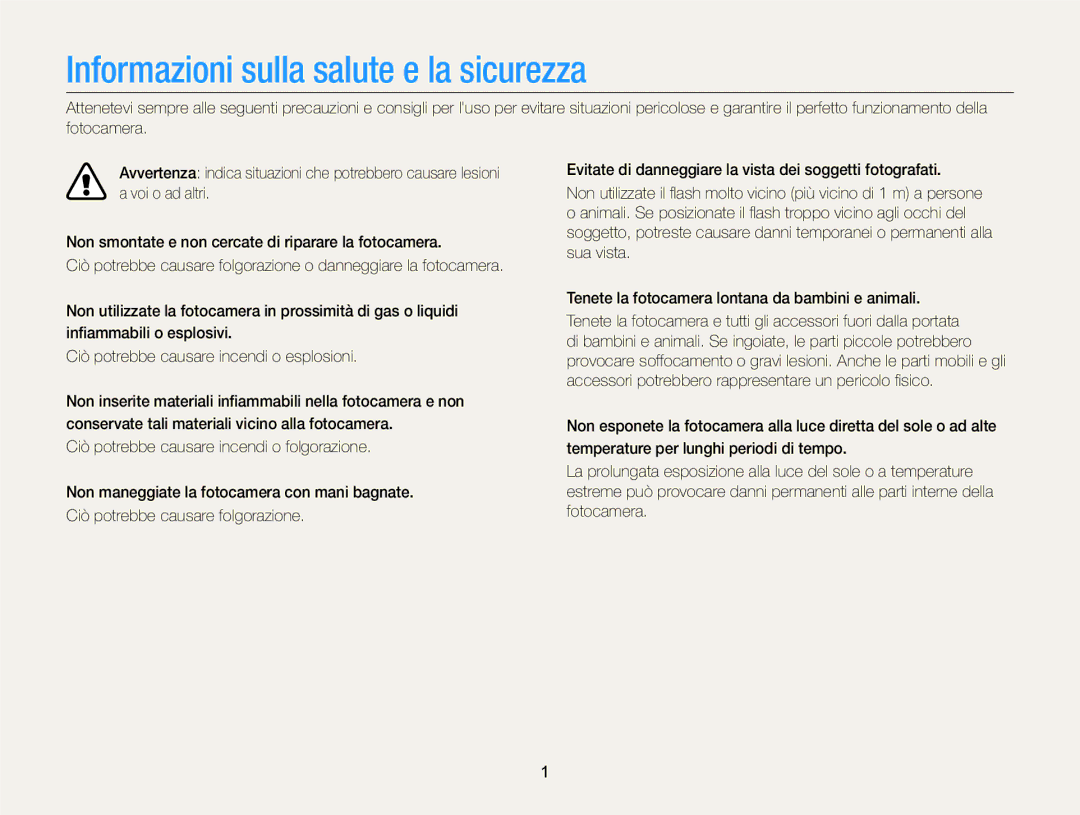 Samsung EC-DV300FDDUME, EC-DV300FBPBE1, EC-DV300FBPUE1, EC-DV300FDDRME manual Informazioni sulla salute e la sicurezza 