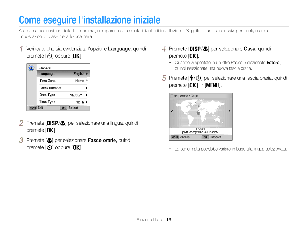 Samsung EC-DV300FBPBE1, EC-DV300FBPUE1, EC-DV300FDDUME, EC-DV300FDDRME, EC-DV300FDDBME Come eseguire linstallazione iniziale 