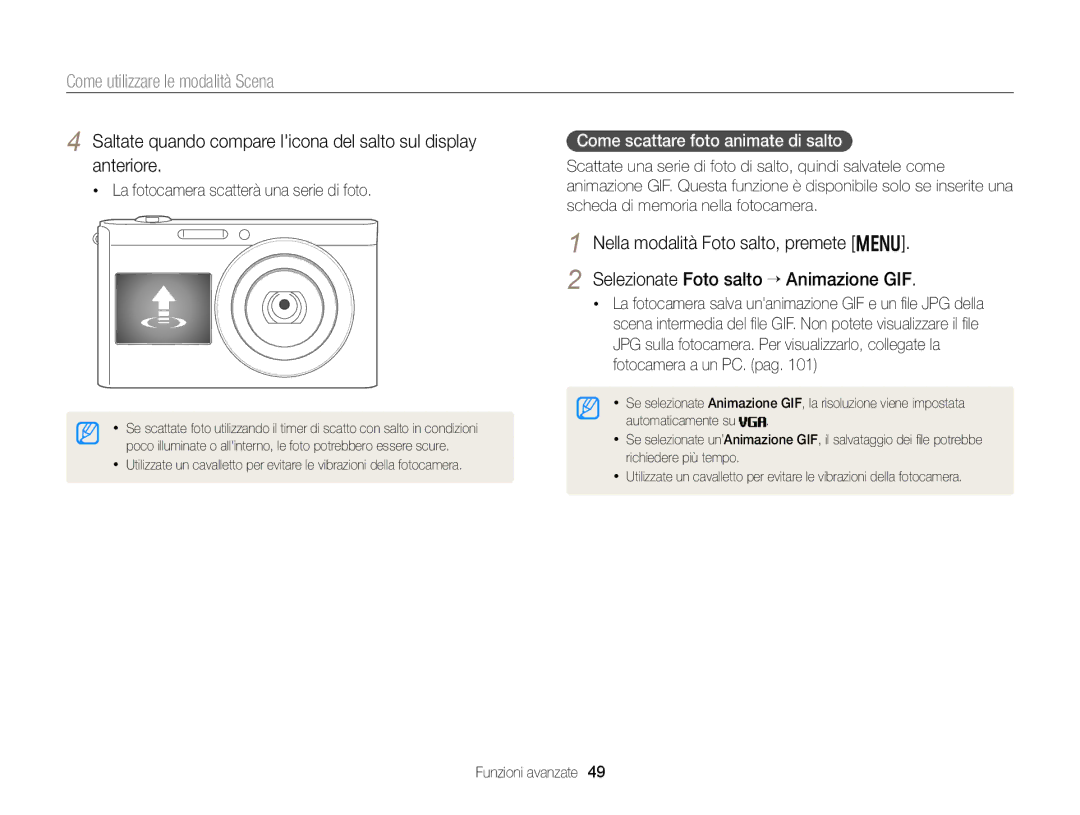 Samsung EC-DV300FBPBE1, EC-DV300FBPUE1 manual La fotocamera scatterà una serie di foto, Come scattare foto animate di salto 