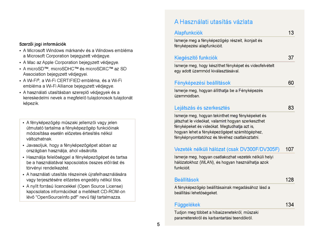 Samsung EC-DV300FBPUE2, EC-DV300FBPBE3, EC-DV300FBPRE3, EC-DV300FBPBE2 Használati utasítás vázlata, Szerzői jogi információk 