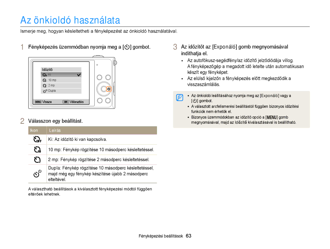 Samsung EC-DV300FBPBE3 Az önkioldó használata, Készít egy fényképet, Az elülső kijelzőn a fényképezés előtt megkezdődik a 