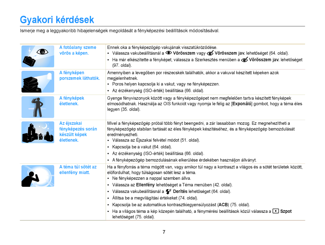 Samsung EC-DV300FBPBE3, EC-DV300FBPRE3, EC-DV300FBPUE2, EC-DV300FBPBE2 manual Gyakori kérdések, Vörösszem vagy, Szpot 