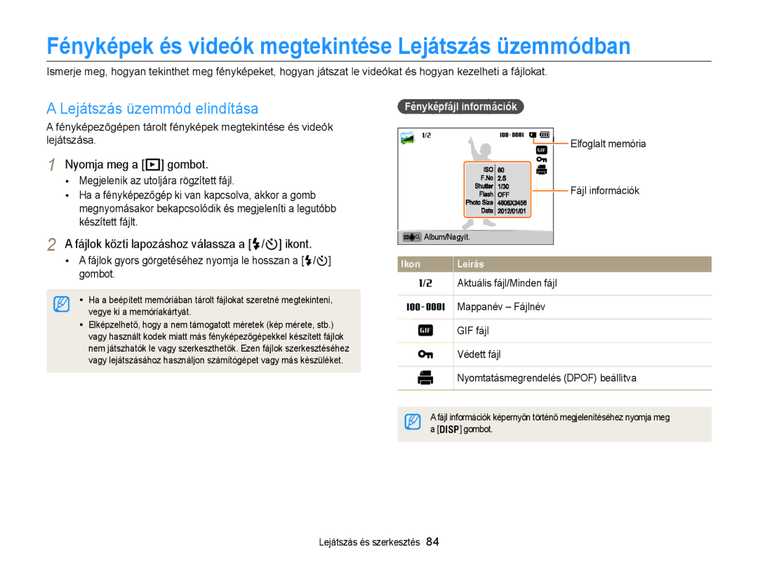 Samsung EC-DV300FBPRE3, EC-DV300FBPBE3 Fényképek és videók megtekintése Lejátszás üzemmódban, Lejátszás üzemmód elindítása 