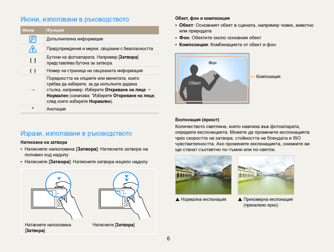 Samsung EC-DV300FBPRE3, EC-DV300FBPBE3 manual Икони, използвани в ръководството, Изрази, използвани в ръководството 