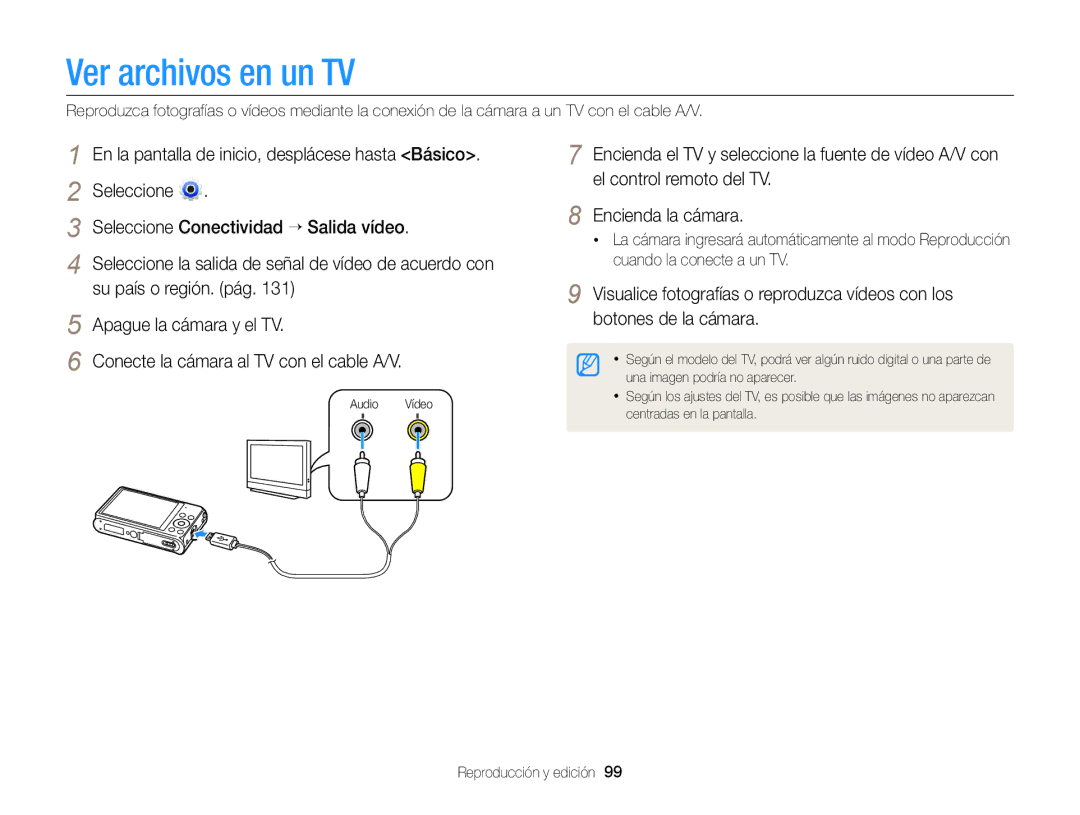 Samsung EC-DV300FBPUE1, EC-DV300FBPRE1, EC-DV300FBPBE1, EC-DV300FBPUIL, EC-DV300FBPRIL, EC-DV300FBPBAE Ver archivos en un TV 