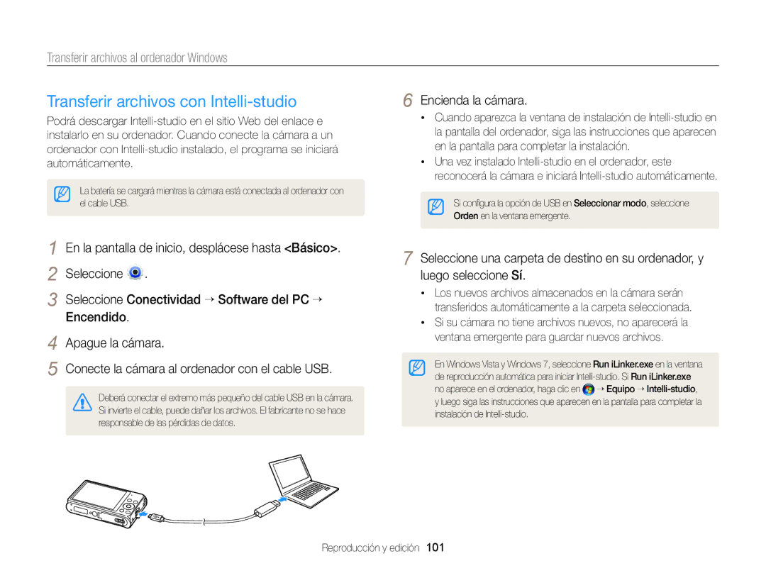 Samsung EC-DV300FBPRIL, EC-DV300FBPRE1 Transferir archivos con Intelli-studio, Transferir archivos al ordenador Windows 