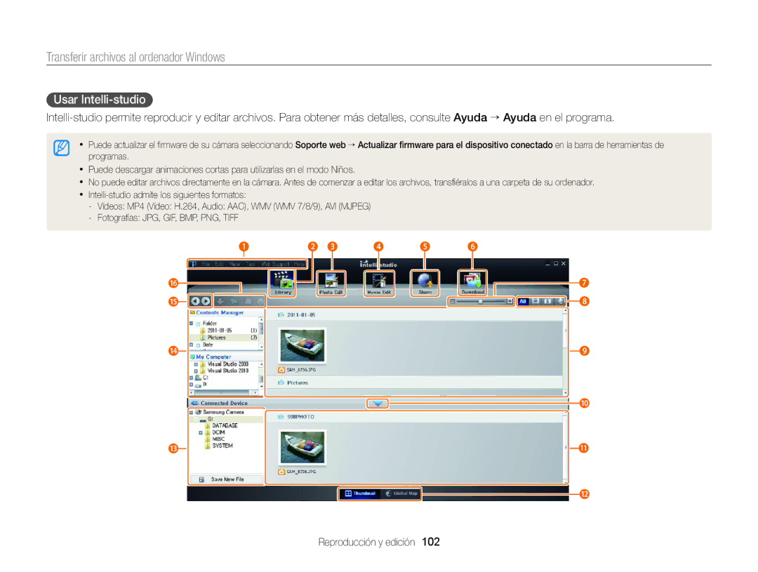 Samsung EC-DV300FBPBAE, EC-DV300FBPRE1, EC-DV300FBPBE1, EC-DV300FBPUE1, EC-DV300FBPUIL, EC-DV300FBPRIL Usar Intelli-studio 