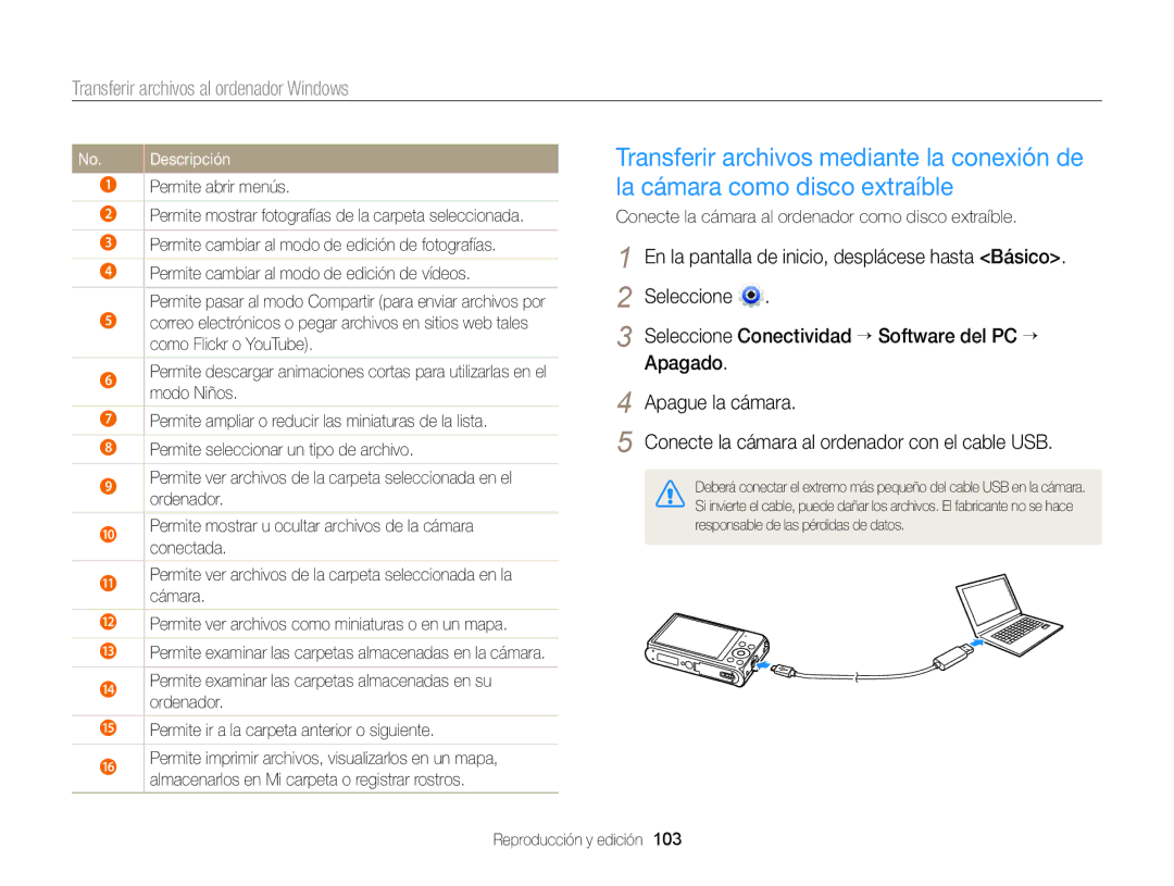 Samsung EC-DV300FBPBIL, EC-DV300FBPRE1, EC-DV300FBPBE1, EC-DV300FBPUE1 Conecte la cámara al ordenador como disco extraíble 