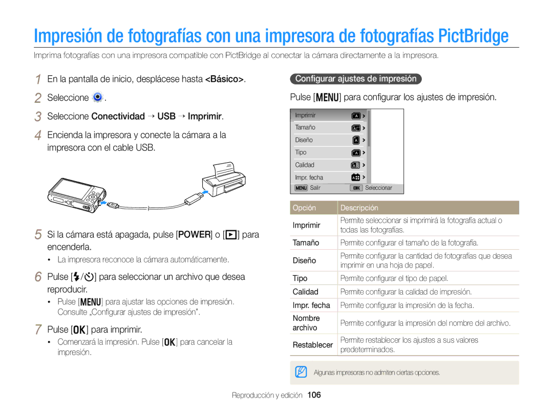 Samsung EC-DV300FBPUE1, EC-DV300FBPRE1 Pulse F/t para seleccionar un archivo que desea reproducir, Pulse o para imprimir 