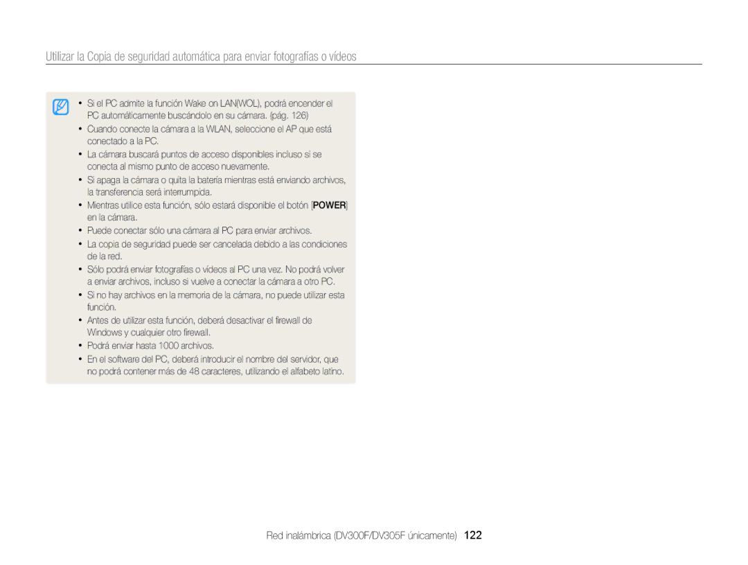 Samsung EC-DV300FBPRIL, EC-DV300FBPRE1, EC-DV300FBPBE1, EC-DV300FBPUE1 manual Red inalámbrica DV300F/DV305F únicamente 