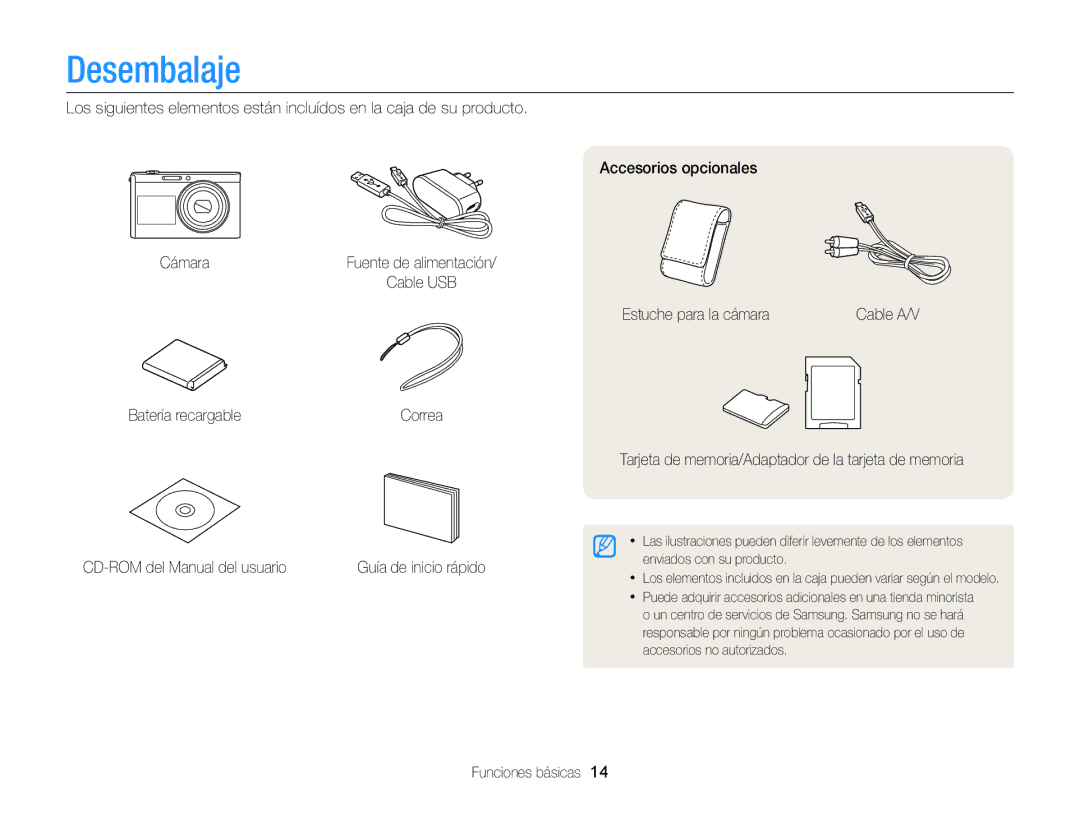 Samsung EC-DV300FBPBE1, EC-DV300FBPRE1, EC-DV300FBPUE1, EC-DV300FBPUIL, EC-DV300FBPRIL, EC-DV300FBPBAE manual Desembalaje 