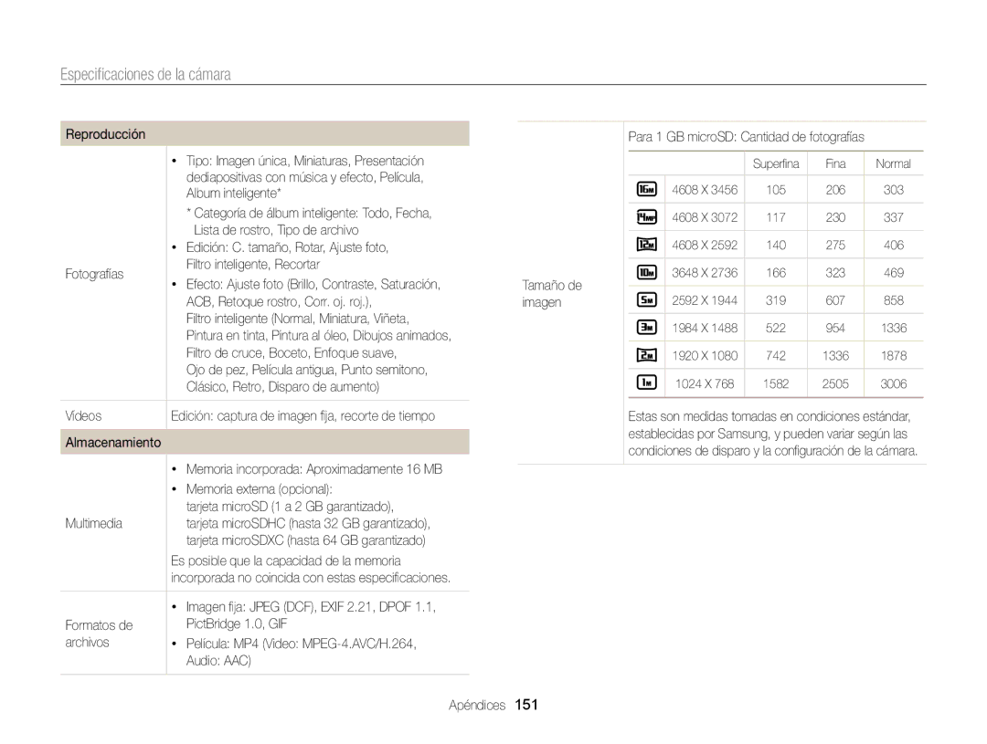 Samsung EC-DV300FBPBAE Reproducción, Dediapositivas con música y efecto, Película, Album inteligente, Tamaño de, Imagen 