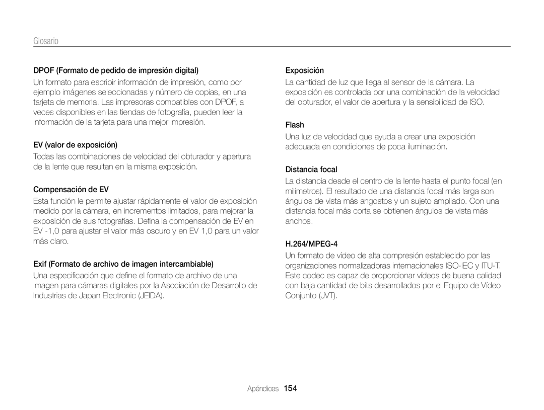 Samsung EC-DV300FBPBE1, EC-DV300FBPRE1, EC-DV300FBPUE1, EC-DV300FBPUIL Glosario, Dpof Formato de pedido de impresión digital 