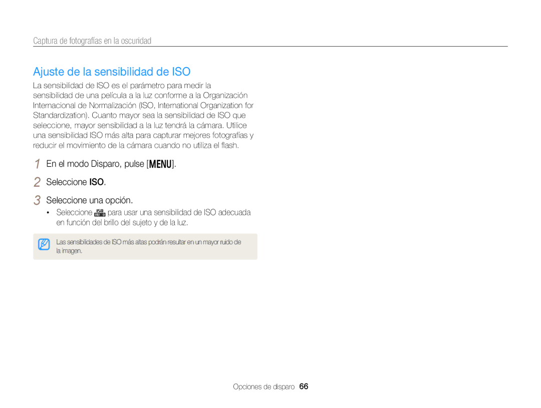 Samsung EC-DV300FBPRIL, EC-DV300FBPRE1, EC-DV300FBPBE1, EC-DV300FBPUE1, EC-DV300FBPUIL manual Ajuste de la sensibilidad de ISO 