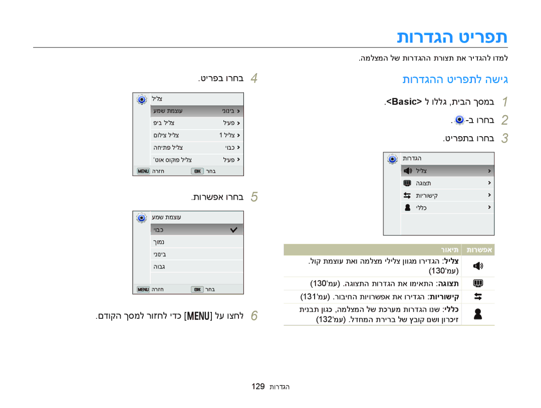 Samsung EC-DV300FBPBAE תורדגה טירפת, תורדגהה טירפתל השיג, טירפב ורחב, םדוקה ךסמל רוזחל ידכ m לע וצחל, ורחב טירפתב ורחב 