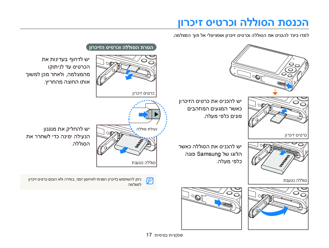 Samsung EC-DV300FBPRE1, EC-DV300FBPUE1, EC-DV300FBPUIL, EC-DV300FBPRIL, EC-DV300FBPBAE manual ןורכיז סיטרכו הללוסה תסנכה 