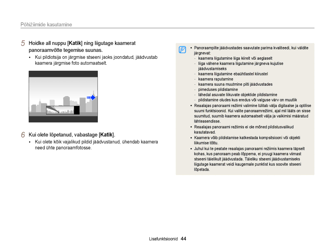 Samsung EC-DV300FBPBE2, EC-DV300FBPUE2 manual Kui olete lõpetanud, vabastage Katik 