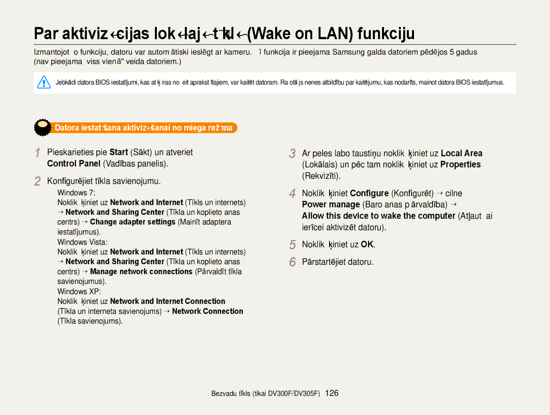 Samsung EC-DV300FBPBE2 manual Konﬁgurējiet tīkla savienojumu, Noklikšķiniet uz OK Pārstartējiet datoru, Windows XP 