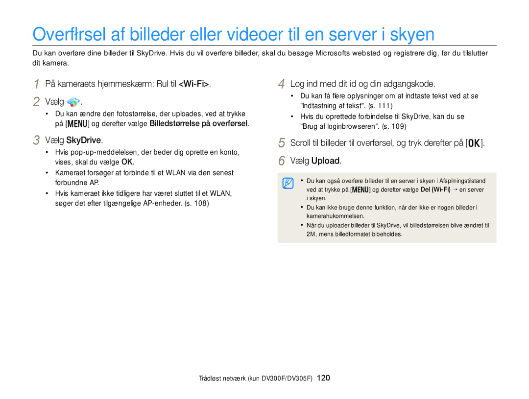 Samsung EC-DV300ZBPBE2 Overførsel af billeder eller videoer til en server i skyen, Log ind med dit id og din adgangskode 