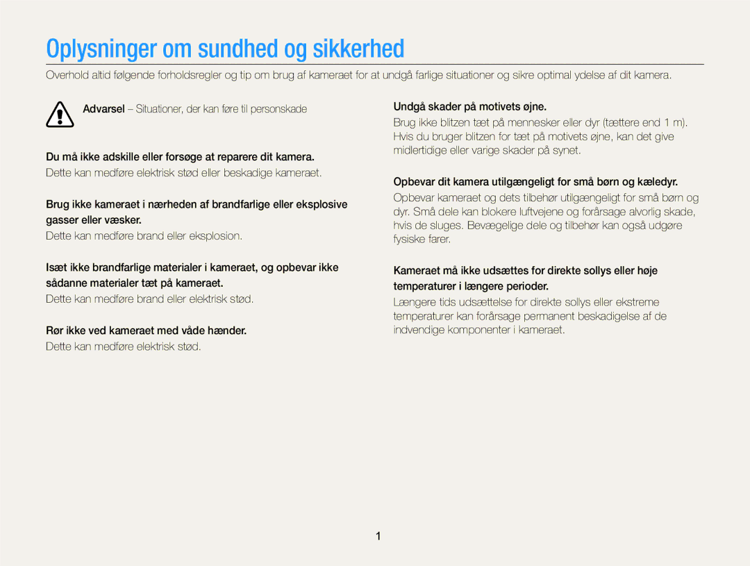 Samsung EC-DV300FBPUE2, EC-DV300ZBPUE2, EC-DV300ZBPBE2, EC-DV300FBPBE2, EC-DV300FBPRE2 Oplysninger om sundhed og sikkerhed 